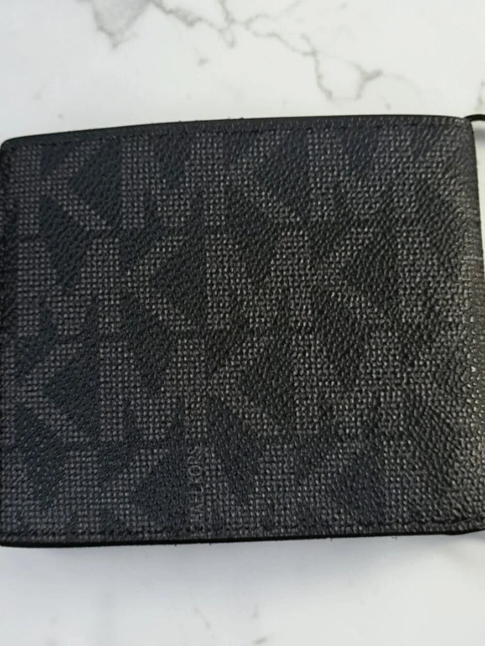 Michael Kors Men’s Black & Blue Card Case Wallet with Metallic Logo NWT